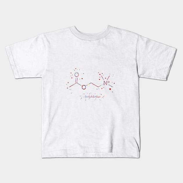 Acetylcholine molecule Kids T-Shirt by RosaliArt